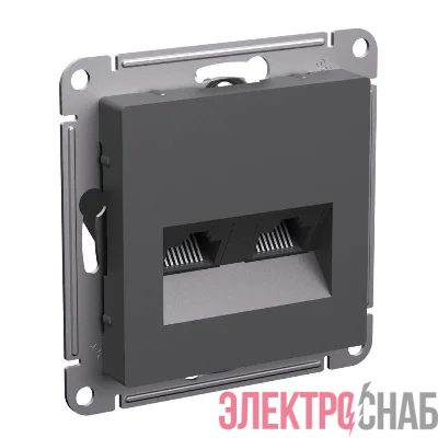 Розетка компьютерная 2-м AtlasDesign RJ45+RJ45 кат.5E механизм базальт SE ATN001485