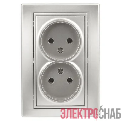 Розетка 2-м СП Plano 1-204-03 16А IP20 250В 2х2P алюм. Intro Б0053907