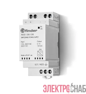 Источник питания импульсный вход 110...240В AC / выход 24В DC 25Вт модульный 35мм IP20 FINDER 782512302400