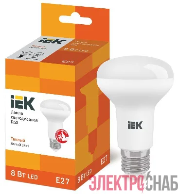 Лампа светодиодная Eco R63 8Вт 3000К тепл. бел. E27 720лм 230-240В IEK LLE-R63-8-230-30-E27