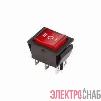 Выключатель клавишный 250В 15А (6с) ON-OFF-ON RWB-509 SC-767 красн. с подсветкой и нейтралью Rexant 36-2390