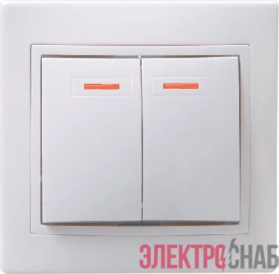 Выключатель 2-кл. СП Кварта 10А IP20 ВС10-2-1-КБ с индикацией бел. GENERICA EVK21-K01-10-DM