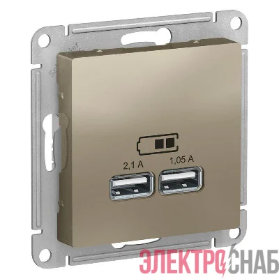 Розетка USB AtlasDesign тип A+A 5В 1х2.1А 2х1.05А механизм шампань SE ATN000533