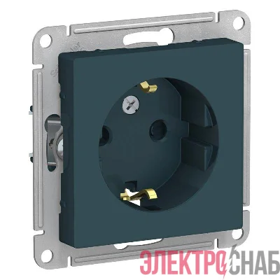 Розетка 1-м СП AtlasDesign 16А IP20 с заземл. защ. шторки механизм изумруд SE ATN000845