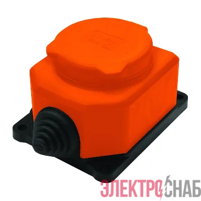 Розетка настенная 1-м 1ф "КОМПАКТ" с загл IP44 16А каучук оранж. UNIVersal 3037