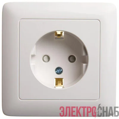 Розетка 1-м СП 1мод. Хит 16А IP20 250В с заземл. защ. шторки бел. SE RS16-136-B