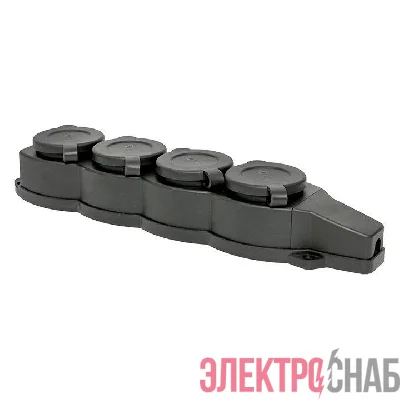 Колодка 4-м 16А IP44 2P+PE 230В с защ. крышками каучук Basic EKF RPS-020-16-230-44