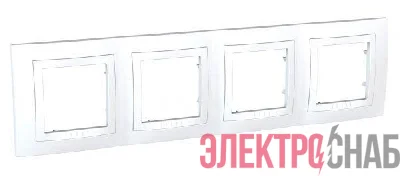 Рамка 4-м Unica с декор. накл. бел. SchE MGU2.008.18