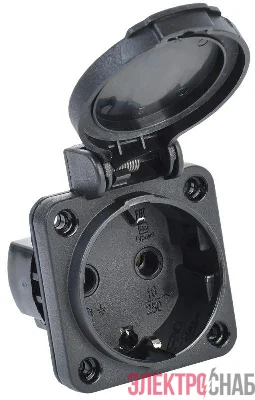 Розетка панельная MAGNUM 2P+PE 16А IP54 РП14-3 с защ. крышкой с заземл. черн. IEK PSN71-016-3-2-54-K02