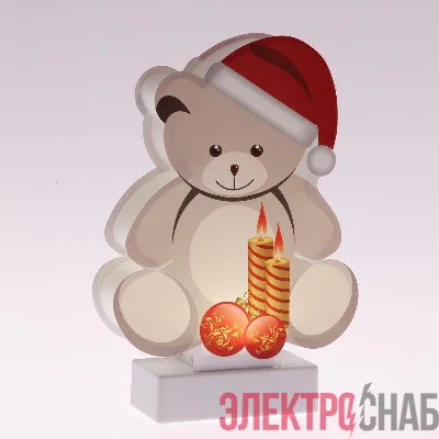 Светильник декоративный новогодний "Мишка" EGNDS-07 холодн. бел. LED h=24см 3хАА IP20 Эра Б0051931