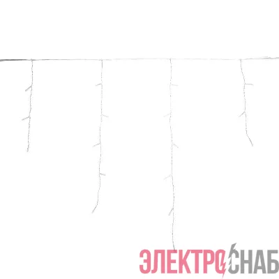 Гирлянда светодиодная Айсикл (бахрома) 25х0.6м 588LED бел. IP44 230В c эффектом мерцания провод прозр. Neon-Night 255-595