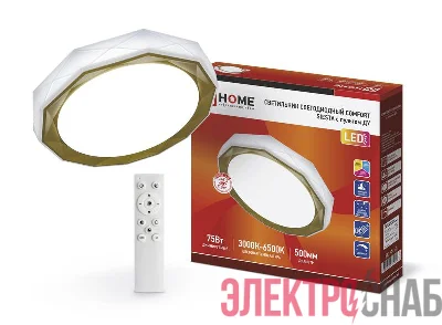 Светильник светодиодный COMFORT SIESTA 75Вт 230В 3000-6500К 6000лм 500х100мм с пультом ДУ IN HOME 4690612035161