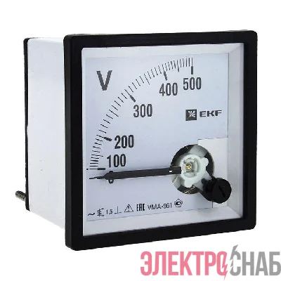 Вольтметр аналоговый VM-A961 на панель 96х96 (квадратный вырез) 300В прямое подкл. EKF vm-a961-300/vma-961-300
