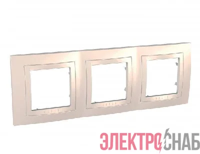 Рамка 3-м Unica с декор. накл. беж. SchE MGU2.006.25