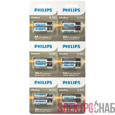 Элемент питания алкалиновый AA/LR6 1.5В Entry отрывной набор (блист. 12шт) Philips Б0064636