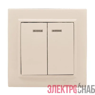 Выключатель 2-кл. СП Минск 10А IP20 с индикатором беж. EKF ERV10-123-20