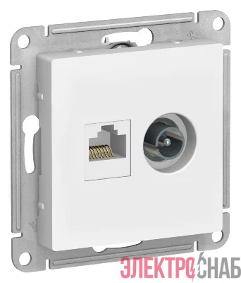 Розетка компьютерная + телевизионная 2-м AtlasDesign RJ45 кат.5E лотос SE ATN001389