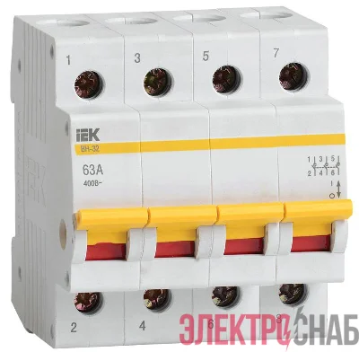 Выключатель нагрузки (мини-рубильник) 4п 63А ВН-32 KARAT IEK MNV10-4-063