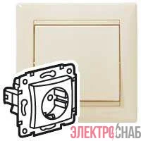 Механизм розетки 1-м СП Valena 2К+З защ. шторки с заземл. нем. станд. сл. кость (DIY-упак.) Leg 695613