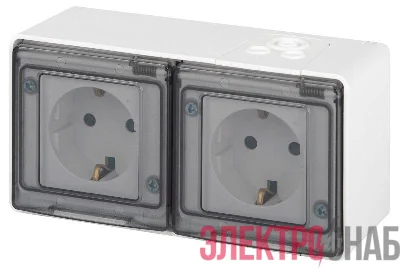 Розетка Эксперт 11-2504-01 2х2P+E гориз. IP55 шторки 16А-250В ОУ бел. Эра Б0063262