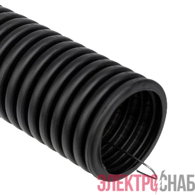 Труба гофрированная ПНД d50мм с протяжкой черн. (уп.15м) Rexant 28-0050-3