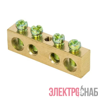 Шина PEN "ноль-земля" 8х12 4 отвер. латунь крепеж по центру PROxima EKF sn0-125-4-c