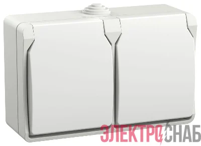 Розетка 2-м ОП Форс РСб22-3-ФБ 16А IP54 с заземл. защ. шторки бел. IEK ERS22-K01-16-54-DC