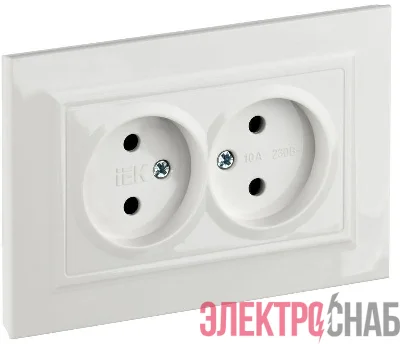 Розетка 2-м СП BRITE РСш12-2-БрБ 10А в сборе без заземл. защ. шторки бел. IEK BR-R23-10-K01-F