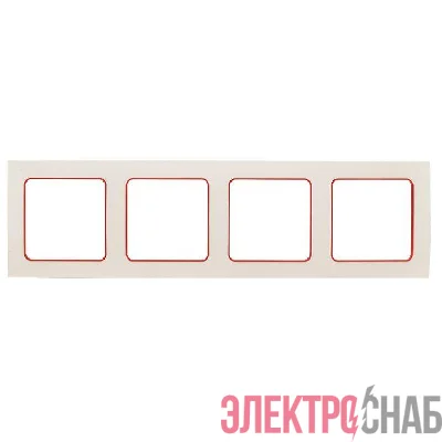 Рамка 4-м Стокгольм бел. с линией цвета красн. PROxima EKF EAM-G-305-10