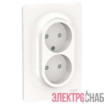 Розетка 2-м UNICA NEW защ. шторки без заземл. винт. зажим. бел. SchE NU206318