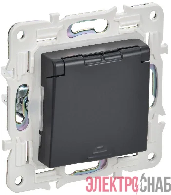 Розетка 1-м SKANDY 16А IP44 с заземл. защ. шторки с крышкой SK-R11T титан IEK SK-R16-16-44-K48