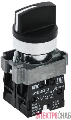 Переключатель LA167-BDF33 3 полож. 2НО черн. KARAT IEK BSW20-BDF33-4-24-67-3-K02