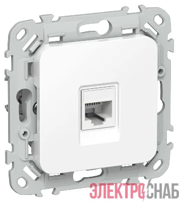 Розетка компьютерная СП FLITE РК5е-1-0-ФлБ RJ45 кат.5E UTP механизм бел. IEK FI-K12-1-K01