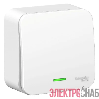 Переключатель 1-кл. ОП Blanca 10А IP20 (сх. 6) 250В с подсветкой с изолир. пластиной бел. SchE BLNVA106111