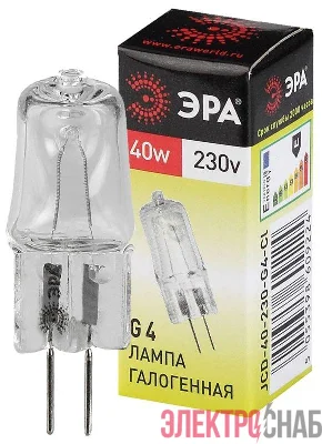Лампа галогенная G4-JCD-40W-230V-Cl 40Вт G4 230В Эра C0039280