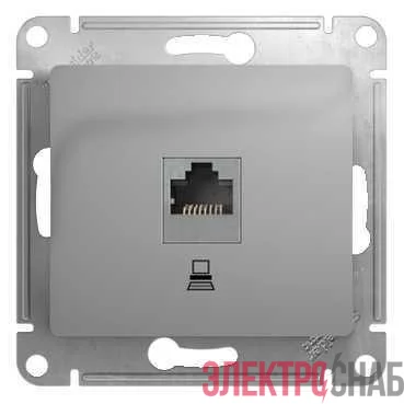 Розетка компьютерная 1-м СП Glossa RJ45 кат.5E механизм алюм. SE GSL000381K