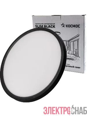 Светильник светодиодный SLIM BLACK 38Вт 4500К IP40 2650лм 230В 400х25мм КОСМОС KSlim38w_B4500K