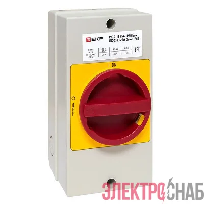 Переключатель кулачковый ПК-2-13 25А 3п "ВКЛ-ВЫКЛ" с блокировкой в боксе IP65 PROxima EKF pk-2k-13-25-a65