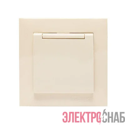 Розетка 1-м СП Валенсия 16А с заземл. с крышкой защ. шторки крем. PROxima EKF EWV10-124-20