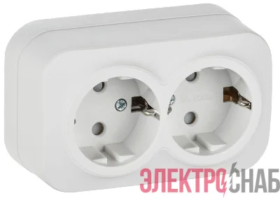 Розетка 2-м ОП GLORY РСш22-3-ХБм 16А с заземл. защ. шторки бел. матов. IEK ERH24-K01M-16