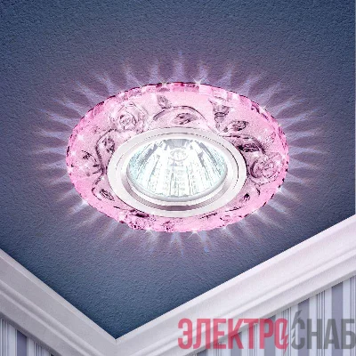 Светильник DK LD16 PK/WH декор cо светодиодной подсветкой MR16 роз. ЭРА Б0028084
