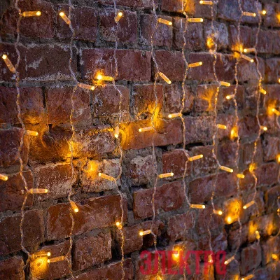 Гирлянда светодиодная "Светодиодный Дождь" 2х1.5м 192LED желт. 12Вт 230В IP65 постоян. свечение провод прозр. Neon-Night 235-301-6