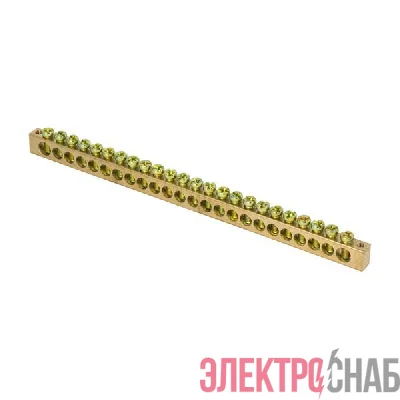 Шина PEN "ноль-земля" 8х12 24 отвер. латунь крепеж по краям PROxima EKF sn0-125-24-k