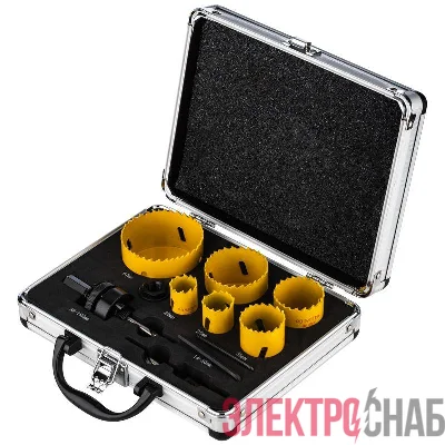 Набор коронок Bimetal (22 25 35 40 51 67) 11 предметов металлический кейс Kranz KR-92-0202-1