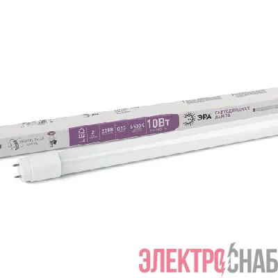 Лампа светодиодная T8-10W-865-G13-600мм стекл. (поворот. цоколь) 910лм ЭРА Б0033000