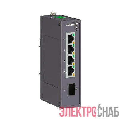 Коммутатор промышленный неуправляемый 1х100Base-X SFP слот: 4х 10/100Base-T(X) портов RJ45 12-48В DC/18-30В AC с резервированием DKC N1000-1SFP4T-P2