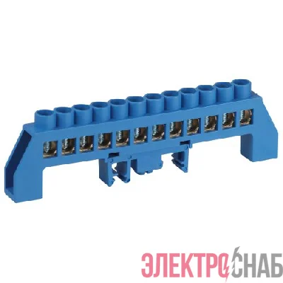 Шина N ноль в комбинированном изоляторе на DIN-рейку ШНИ-8х12-12-Д син. NO-224-112 Эра Б0062972