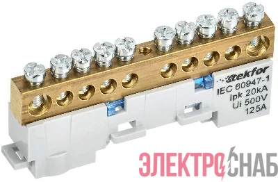 Шина нулевая N неизол. на универс. держ. 8х12-10-С TEKFOR IEK TF-NN20-10-DL-K07