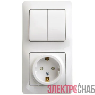 Блок комбинированный Glossa (розетка защ. шторки с заземл.+ 2-кл. выкл.) бел. SE GSL000174