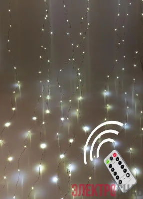 Гирлянда светодиодная "Дождь" 3х3м 300LED с крючками для крепления тепл. бел. 8 режимов мигания питание от USB 5В пульт ДУ КОСМОС KOC_CUR-U103